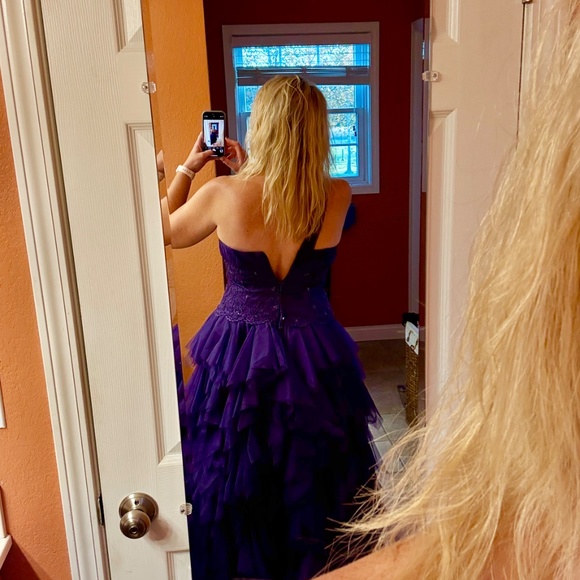 Purple high low ruffle dress - Picture 3 of 4